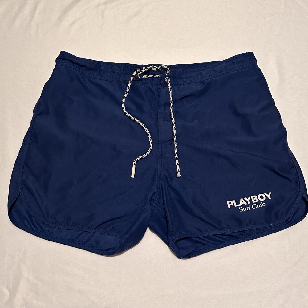 PlayBoy Surf Club Mens Swim Trunks Bathing Suit Blue Size Medium